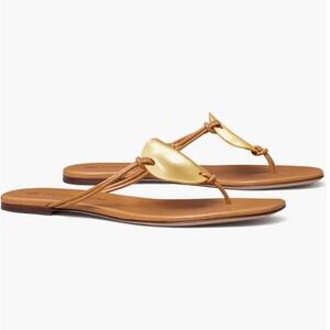 TORY BURCH - Patos Sandal Goat Leather. Caramel Corn/Gold. Size US 8.5.